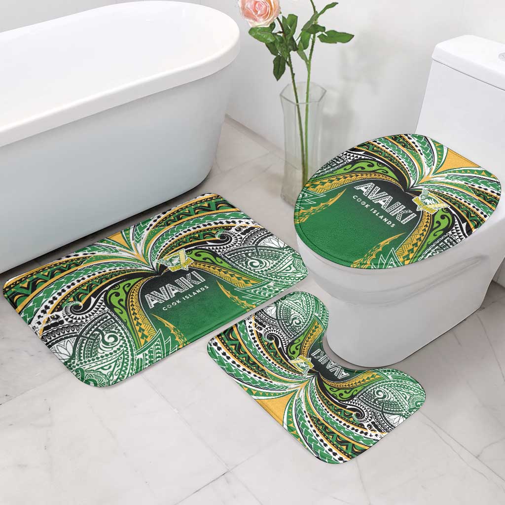 Cook Islands Rugby League Bathroom Set Avaiki Tatau Tribal Motifs Black Color LT03 - Polynesian Pride