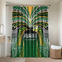 Cook Islands Rugby League Bathroom Set Avaiki Tatau Tribal Motifs Black Color LT03 Shower Curtain Only Black - Polynesian Pride