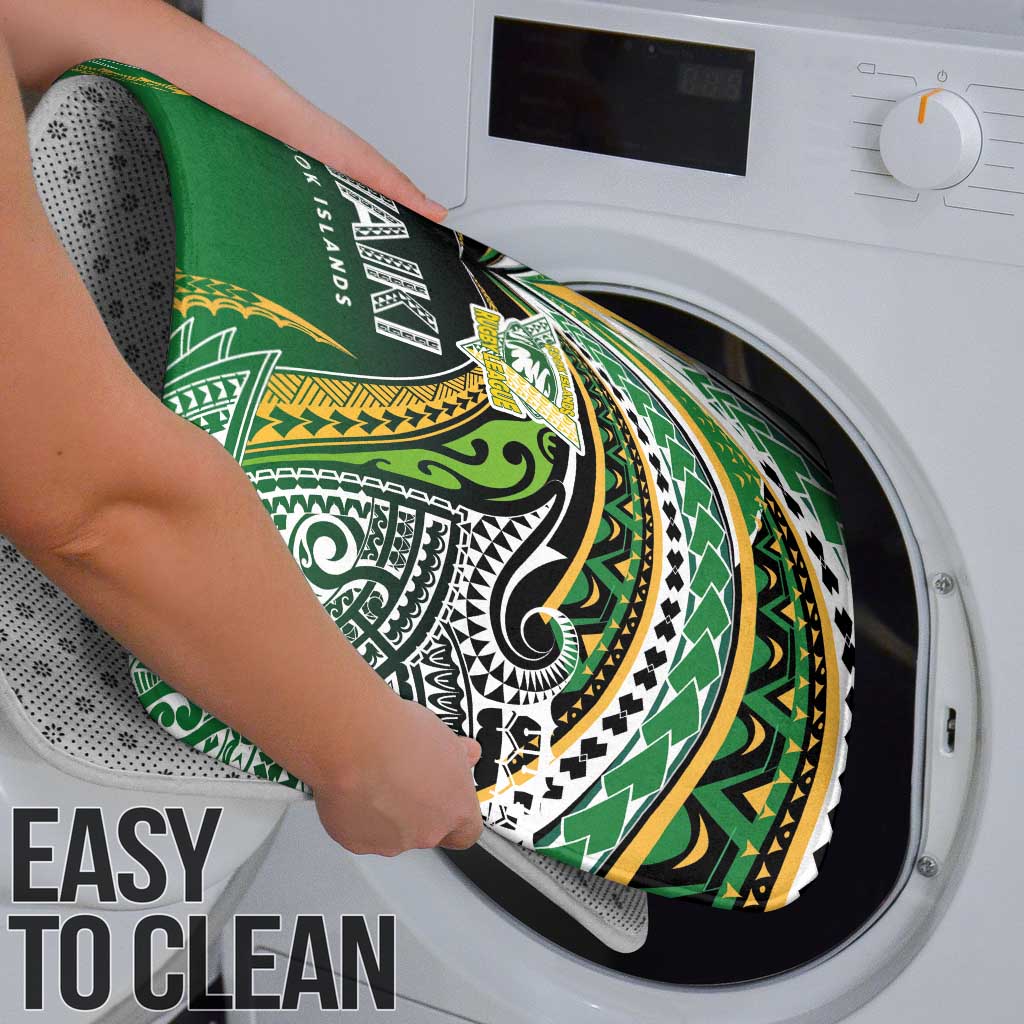 Cook Islands Rugby League Bathroom Set Avaiki Tatau Tribal Motifs Black Color LT03 - Polynesian Pride