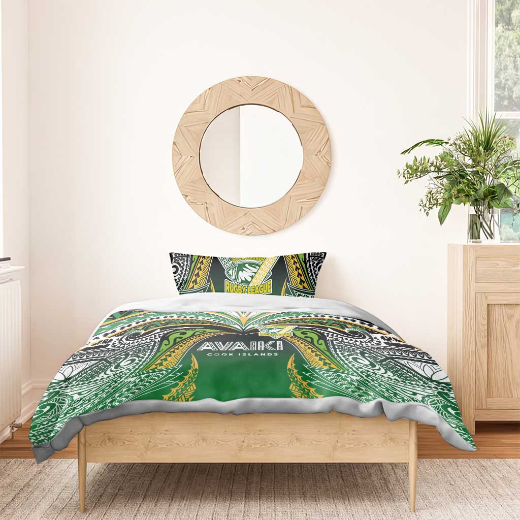 Cook Islands Rugby League Bedding Set Avaiki Tatau Tribal Motifs Black Color LT03 - Polynesian Pride