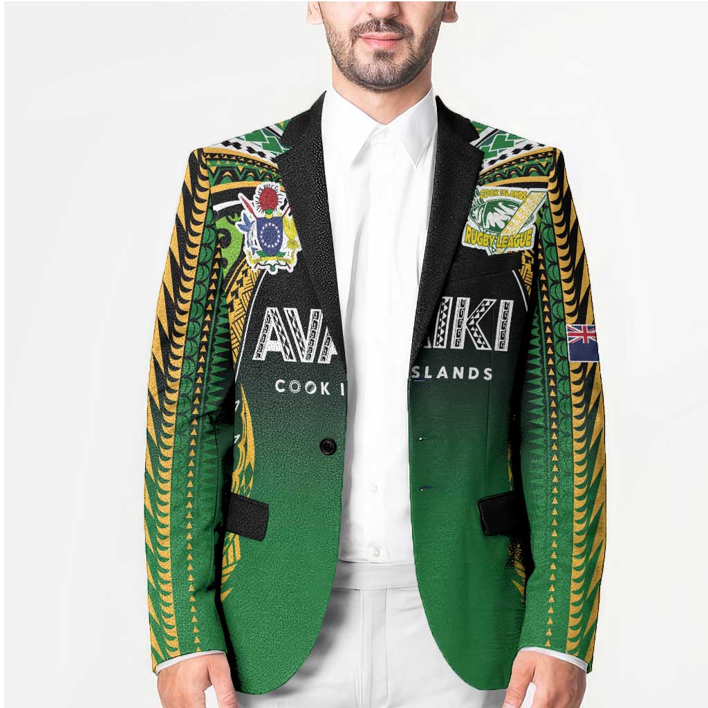 Custom Cook Islands Rugby League Blazer Avaiki Tatau Tribal Motifs Black Color LT03 - Polynesian Pride