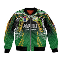 Custom Cook Islands Rugby League Bomber Jacket Avaiki Tatau Tribal Motifs Black Color LT03 Unisex Black - Polynesian Pride
