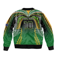 Custom Cook Islands Rugby League Bomber Jacket Avaiki Tatau Tribal Motifs Black Color LT03 - Polynesian Pride