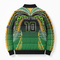 Custom Cook Islands Rugby League Bomber Puffer Jacket Avaiki Tatau Tribal Motifs Black Color LT03 - Polynesian Pride
