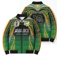 Custom Cook Islands Rugby League Bomber Puffer Jacket Avaiki Tatau Tribal Motifs Black Color LT03 - Polynesian Pride
