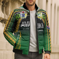 Custom Cook Islands Rugby League Bomber Puffer Jacket Avaiki Tatau Tribal Motifs Black Color LT03 - Polynesian Pride