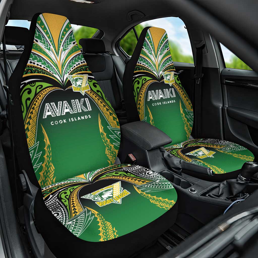 Cook Islands Rugby League Car Seat Cover Avaiki Tatau Tribal Motifs Black Color LT03 One Size Black - Polynesian Pride