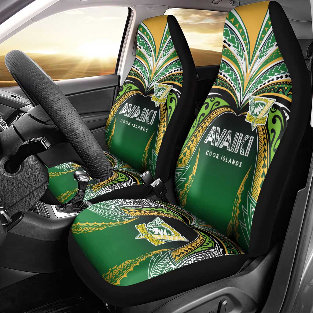 Cook Islands Rugby League Car Seat Cover Avaiki Tatau Tribal Motifs Black Color LT03 - Polynesian Pride