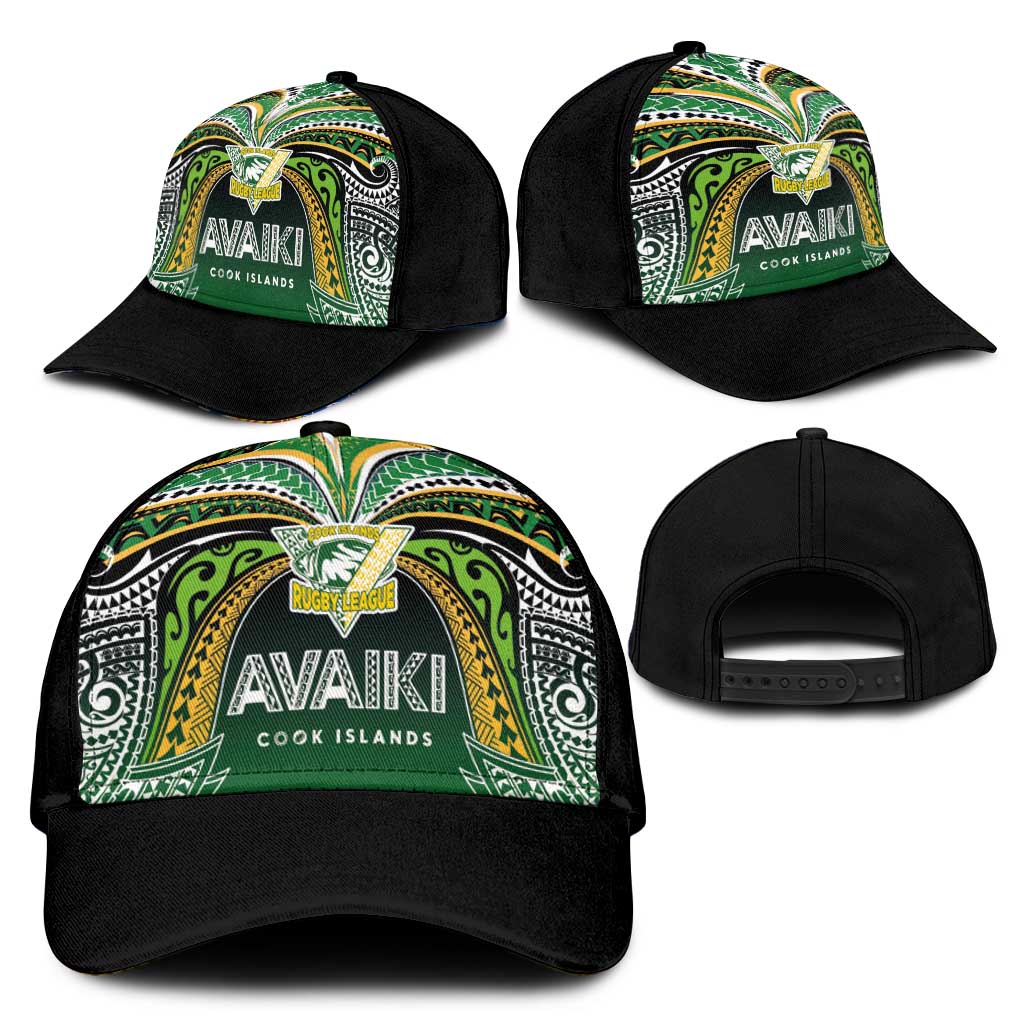 Cook Islands Rugby League Classic Cap Avaiki Tatau Tribal Motifs Black Color LT03 - Polynesian Pride