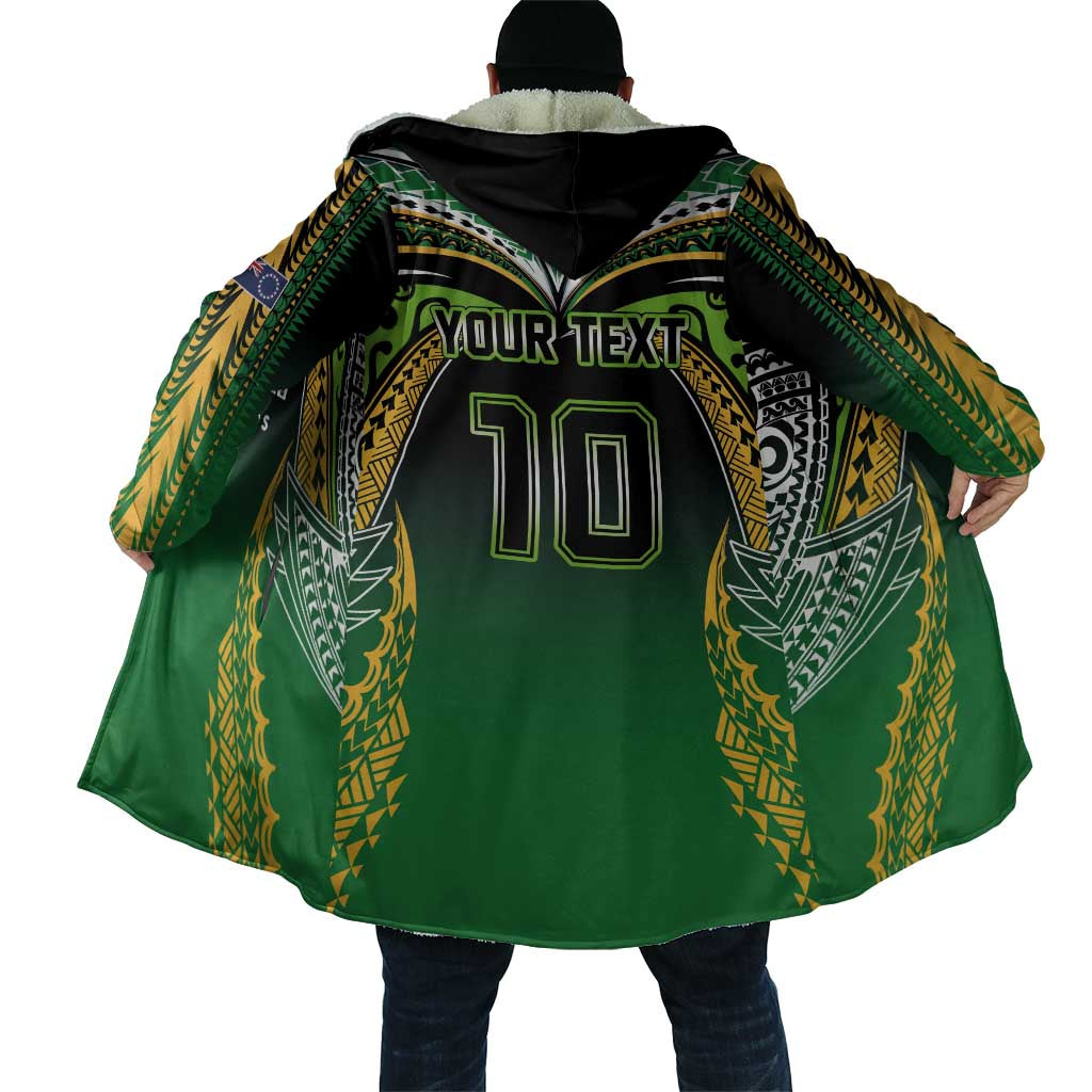Custom Cook Islands Rugby League Cloak Avaiki Tatau Tribal Motifs Black Color LT03 - Polynesian Pride