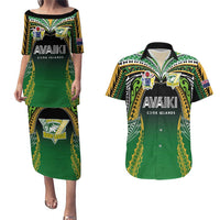 Custom Cook Islands Rugby League Couples Matching Puletasi and Hawaiian Shirt Avaiki Tatau Tribal Motifs Black Color LT03 Black - Polynesian Pride