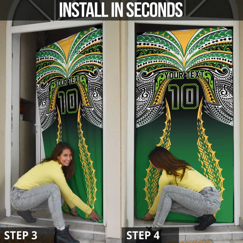 Custom Cook Islands Rugby League Door Cover Avaiki Tatau Tribal Motifs Black Color LT03 - Polynesian Pride