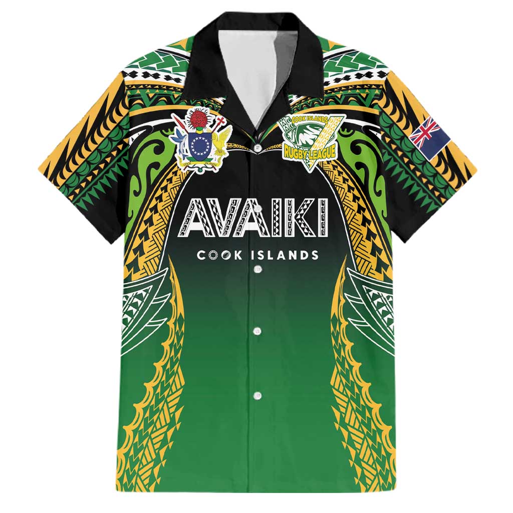 Custom Cook Islands Rugby League Family Matching Long Sleeve Bodycon Dress and Hawaiian Shirt Avaiki Tatau Tribal Motifs Black Color LT03 Dad's Shirt - Short Sleeve Black - Polynesian Pride