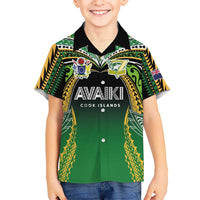 Custom Cook Islands Rugby League Family Matching Off The Shoulder Long Sleeve Dress and Hawaiian Shirt Avaiki Tatau Tribal Motifs Black Color LT03 Son's Shirt Black - Polynesian Pride