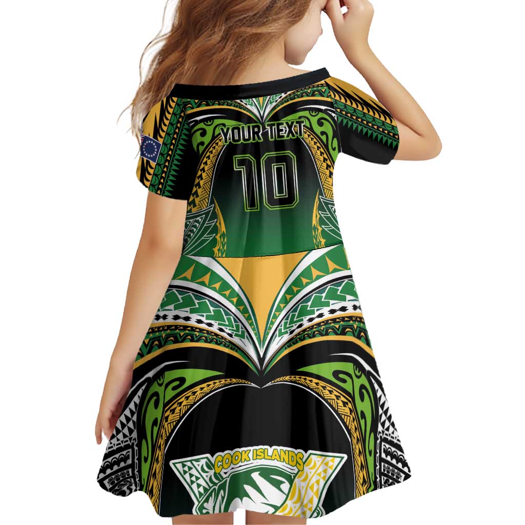 Custom Cook Islands Rugby League Family Matching Off Shoulder Maxi Dress and Hawaiian Shirt Avaiki Tatau Tribal Motifs Black Color LT03 - Polynesian Pride