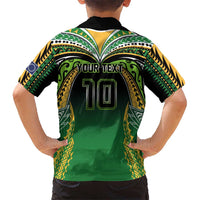 Custom Cook Islands Rugby League Family Matching Short Sleeve Bodycon Dress and Hawaiian Shirt Avaiki Tatau Tribal Motifs Black Color LT03 - Polynesian Pride