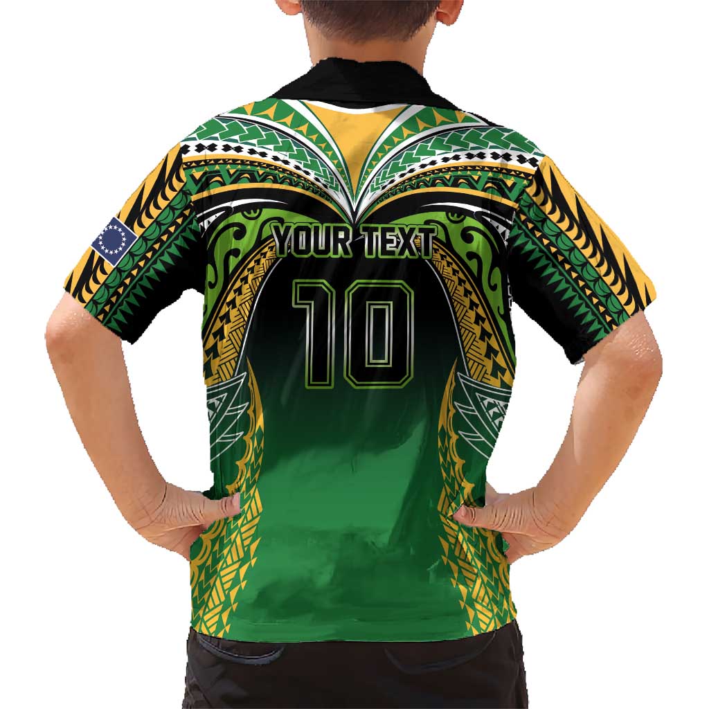 Custom Cook Islands Rugby League Family Matching Summer Maxi Dress and Hawaiian Shirt Avaiki Tatau Tribal Motifs Black Color LT03 - Polynesian Pride