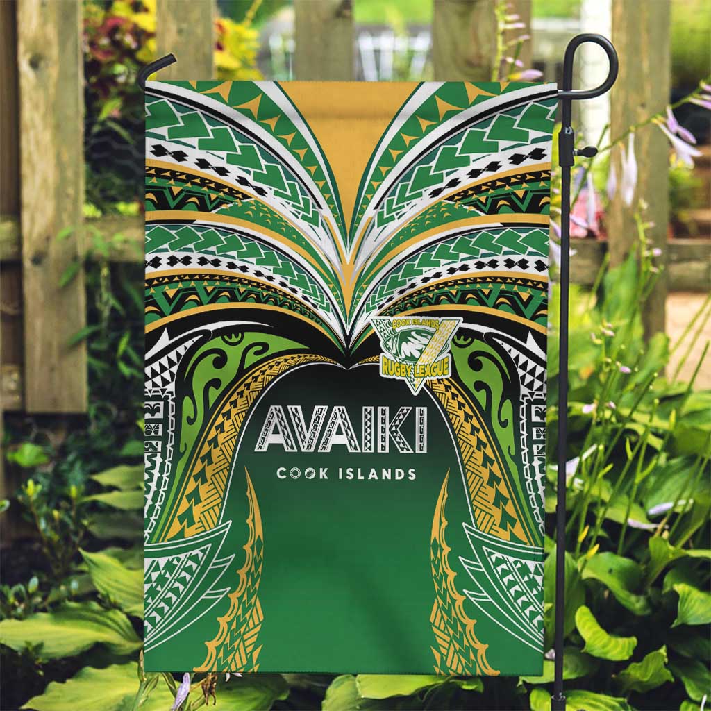 Cook Islands Rugby League Garden Flag Avaiki Tatau Tribal Motifs Black Color LT03 Garden Flag Black - Polynesian Pride