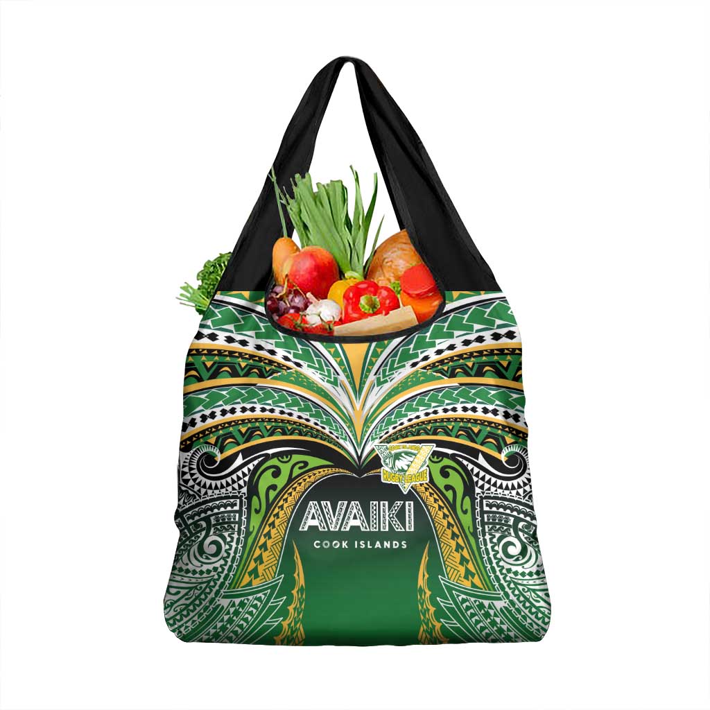 Cook Islands Rugby League Grocery Bag Avaiki Tatau Tribal Motifs Black Color LT03 1-pack One Size Black - Polynesian Pride