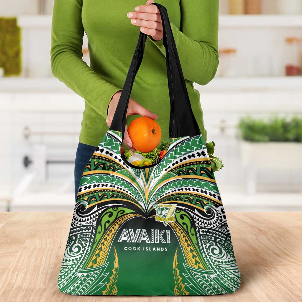 Cook Islands Rugby League Grocery Bag Avaiki Tatau Tribal Motifs Black Color LT03 - Polynesian Pride