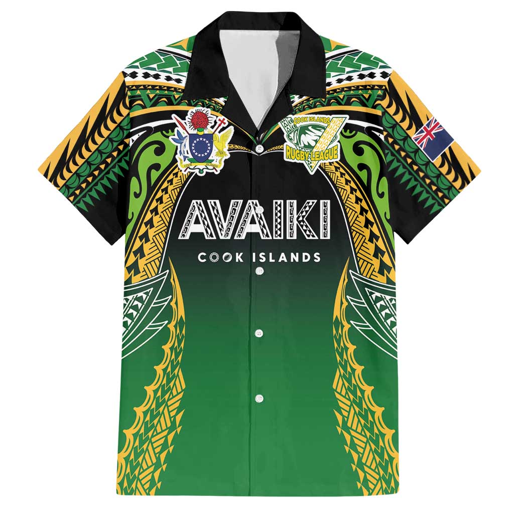 Custom Cook Islands Rugby League Hawaiian Shirt Avaiki Tatau Tribal Motifs Black Color LT03 Black - Polynesian Pride
