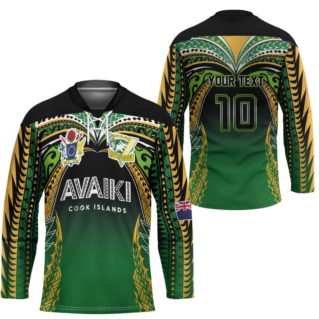 Custom Cook Islands Rugby League Hockey Jersey Avaiki Tatau Tribal Motifs Black Color LT03 - Polynesian Pride