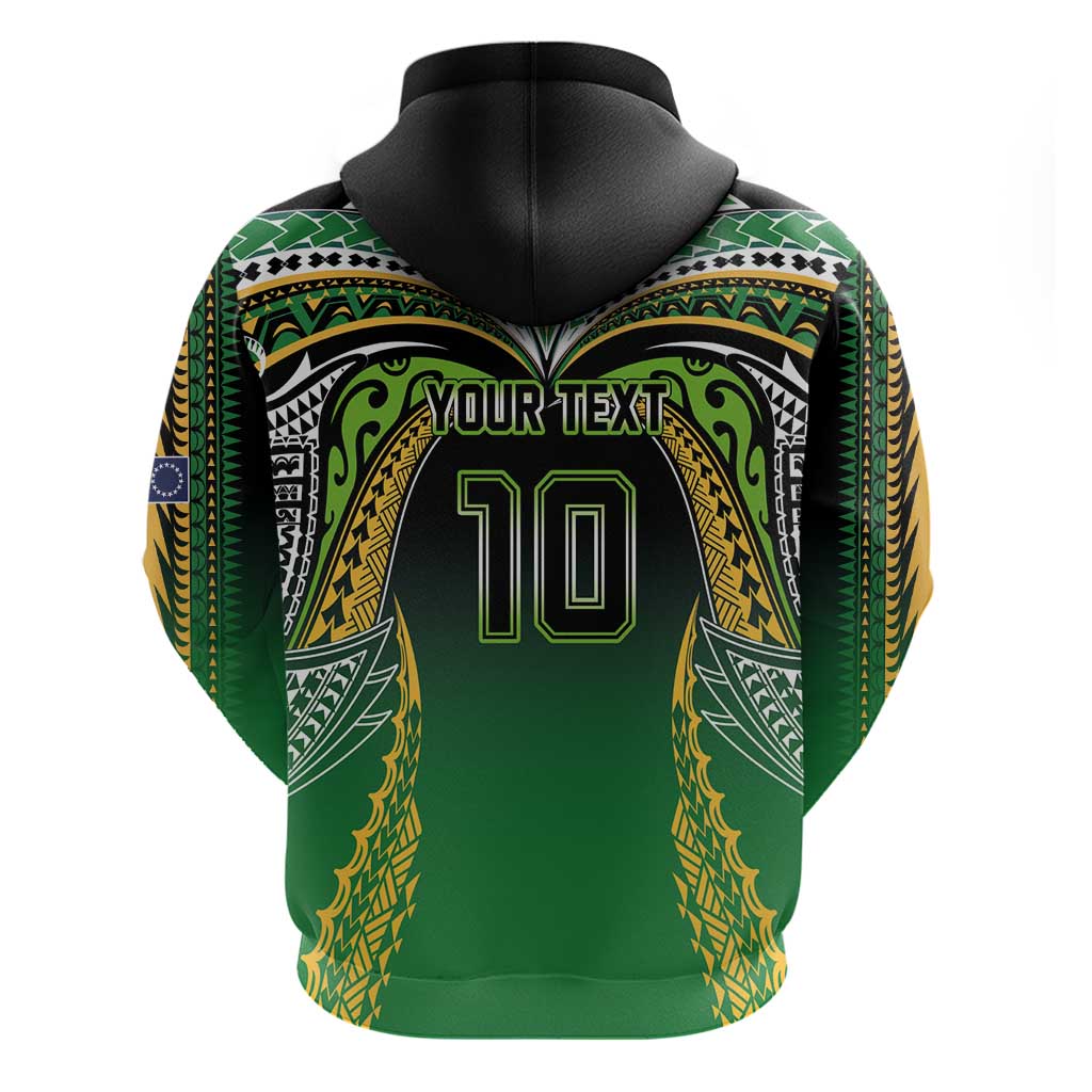 Custom Cook Islands Rugby League Hoodie Avaiki Tatau Tribal Motifs Black Color LT03 - Polynesian Pride
