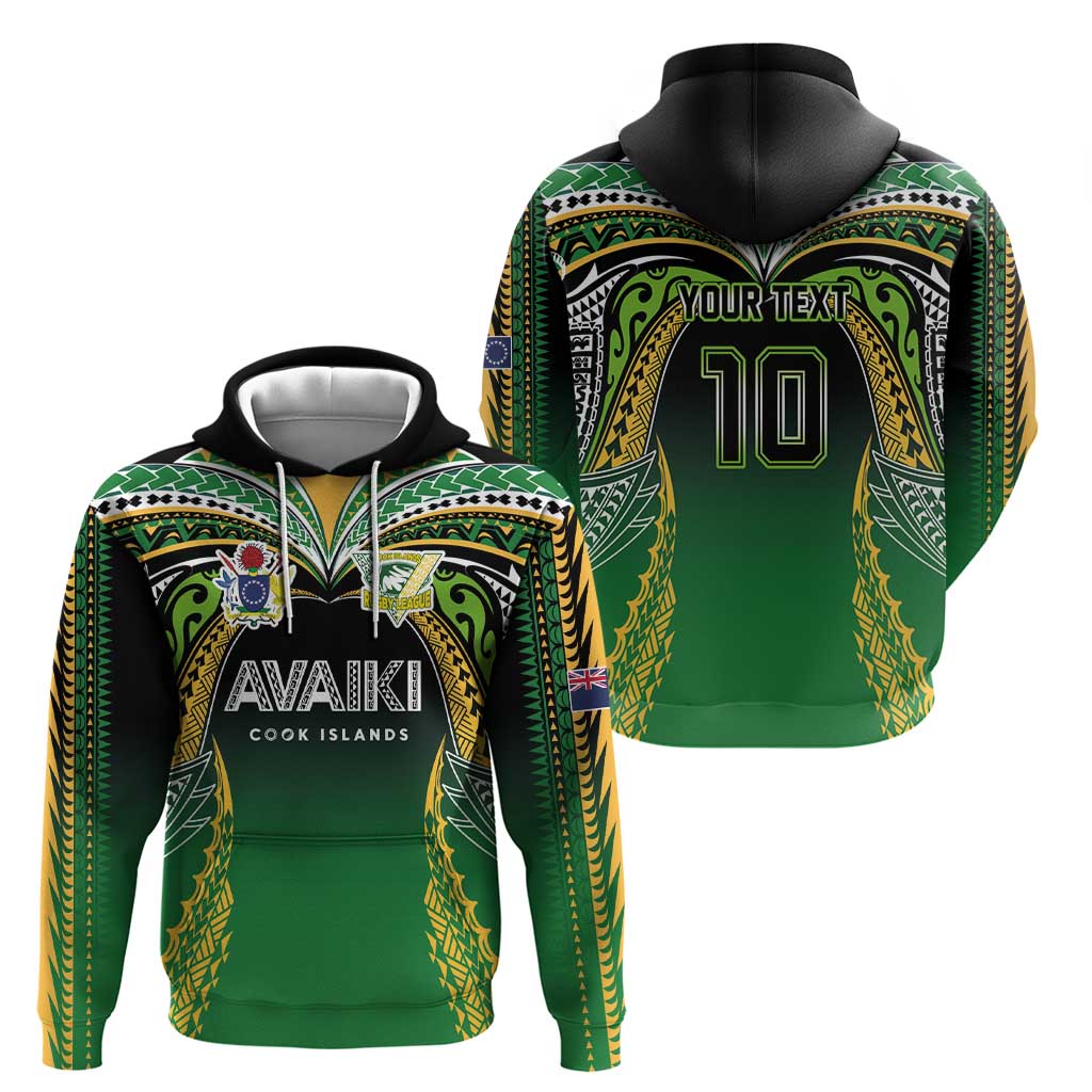 Custom Cook Islands Rugby League Hoodie Avaiki Tatau Tribal Motifs Black Color LT03 - Polynesian Pride