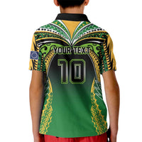 Custom Cook Islands Rugby League Kid Polo Shirt Avaiki Tatau Tribal Motifs Black Color LT03 - Polynesian Pride