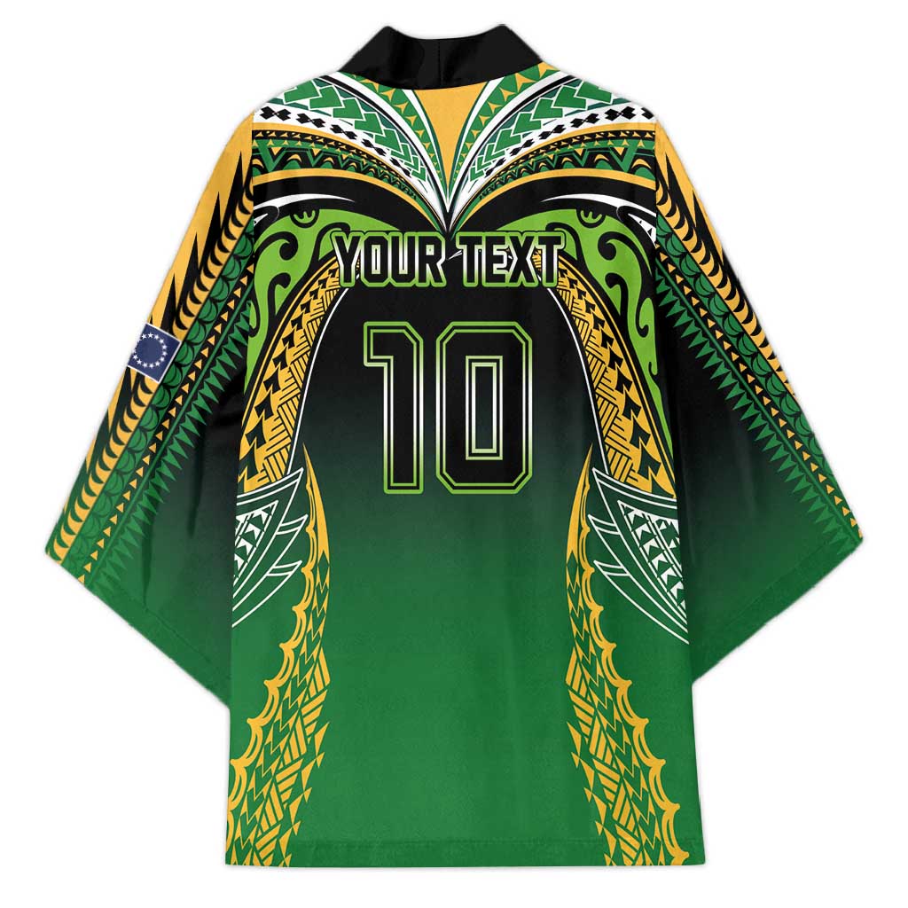 Custom Cook Islands Rugby League Kimono Avaiki Tatau Tribal Motifs Black Color LT03 - Polynesian Pride