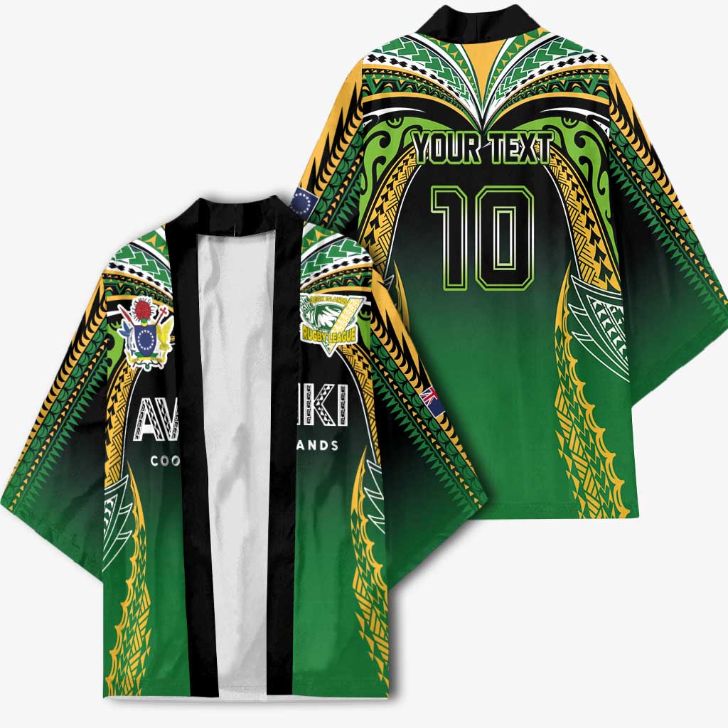 Custom Cook Islands Rugby League Kimono Avaiki Tatau Tribal Motifs Black Color LT03 - Polynesian Pride