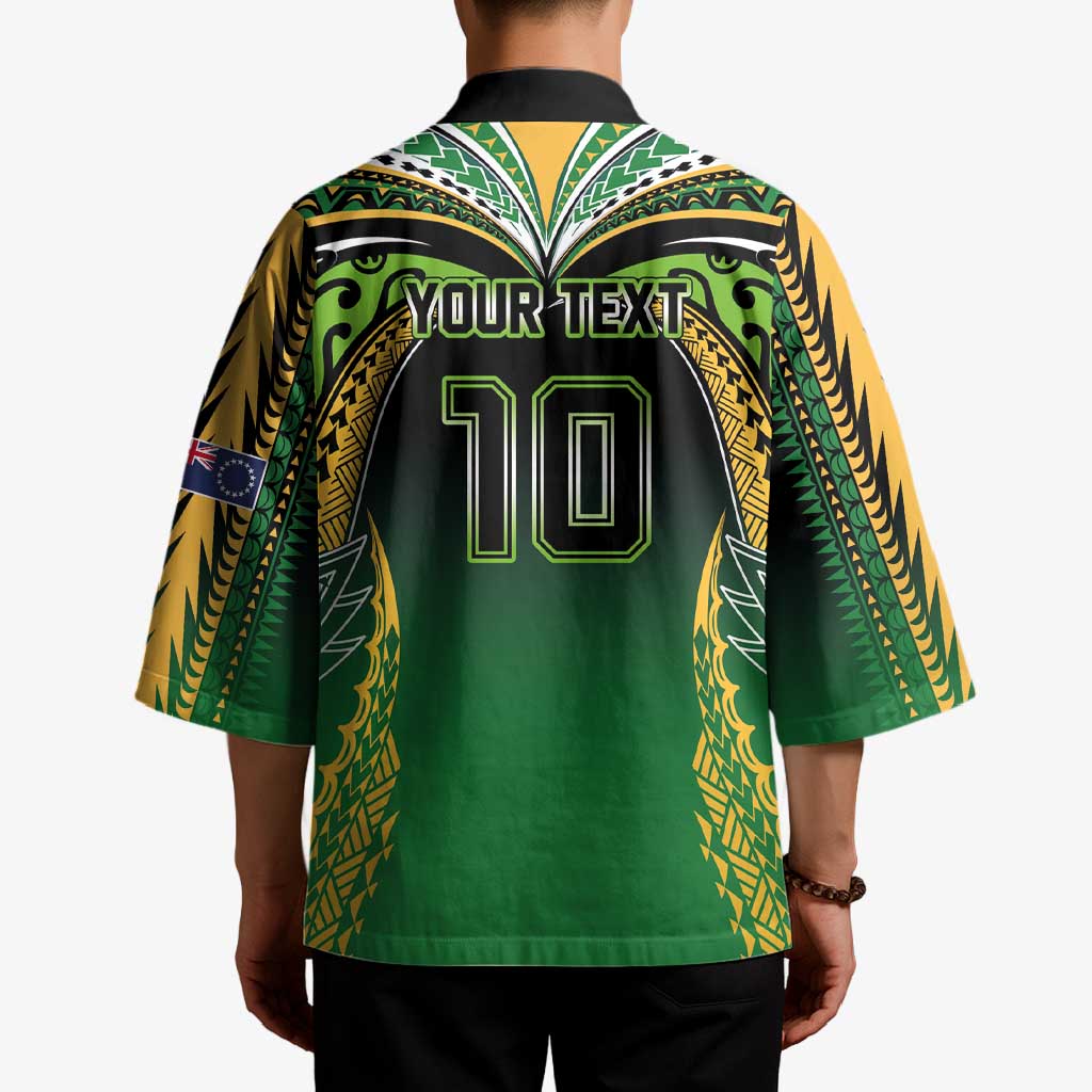 Custom Cook Islands Rugby League Kimono Avaiki Tatau Tribal Motifs Black Color LT03 - Polynesian Pride