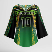 Custom Cook Islands Rugby League Kimono Sleeve Blouse Avaiki Tatau Tribal Motifs Black Color LT03 - Polynesian Pride