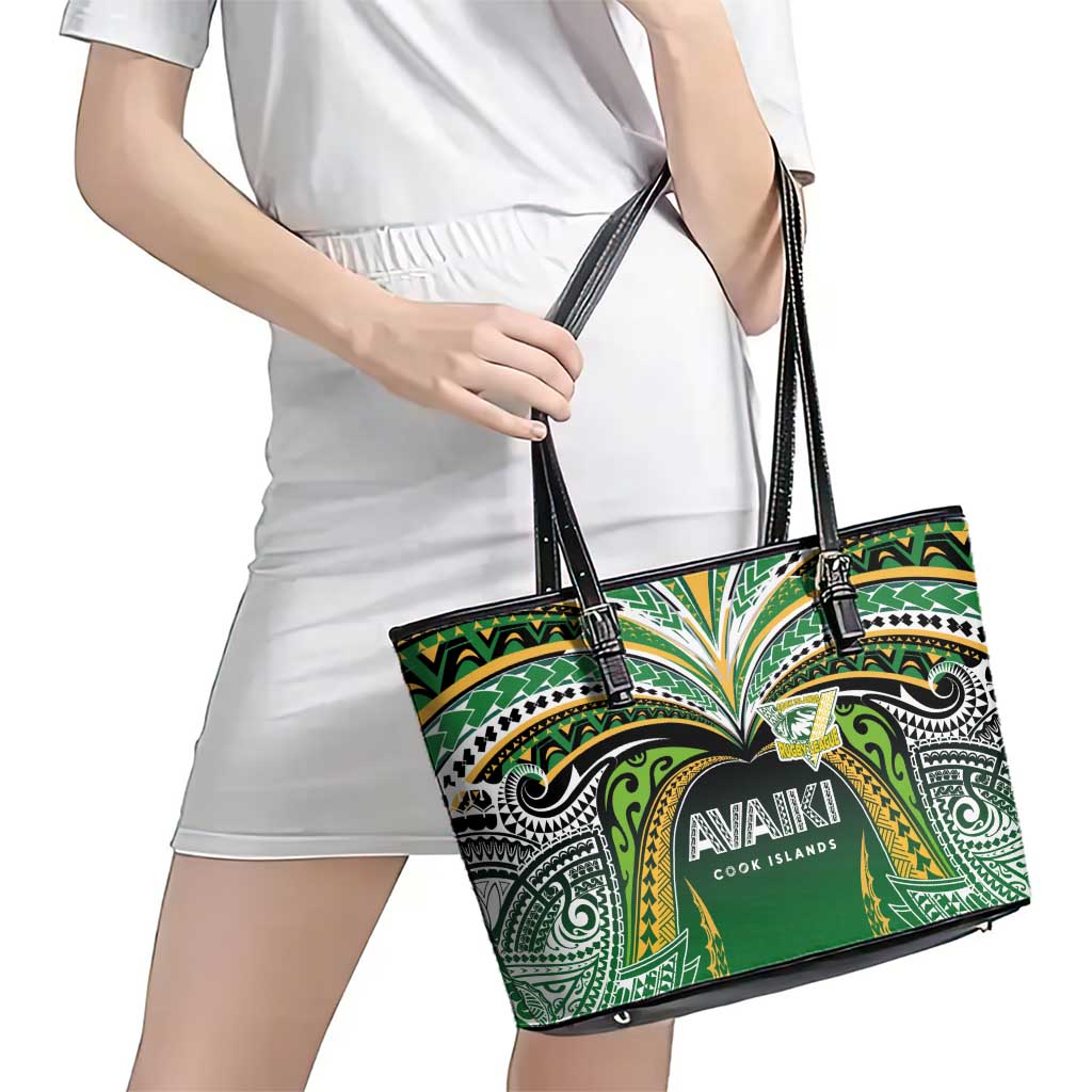 Cook Islands Rugby League Leather Tote Bag Avaiki Tatau Tribal Motifs Black Color LT03 - Polynesian Pride