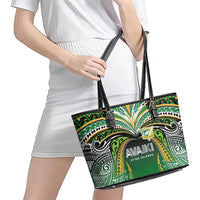 Cook Islands Rugby League Leather Tote Bag Avaiki Tatau Tribal Motifs Black Color LT03 - Polynesian Pride