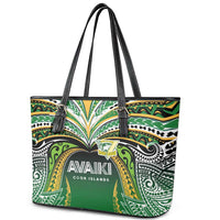 Cook Islands Rugby League Leather Tote Bag Avaiki Tatau Tribal Motifs Black Color LT03 - Polynesian Pride