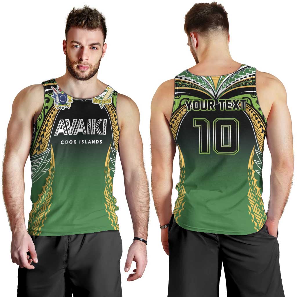 Custom Cook Islands Rugby League Men Tank Top Avaiki Tatau Tribal Motifs Black Color LT03 - Polynesian Pride