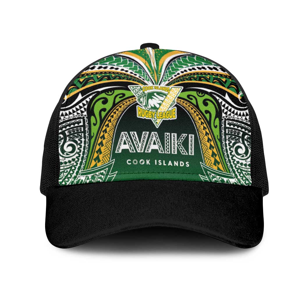 Cook Islands Rugby League Mesh Trucker Cap Avaiki Tatau Tribal Motifs Black Color LT03 One Size Black Black - Polynesian Pride