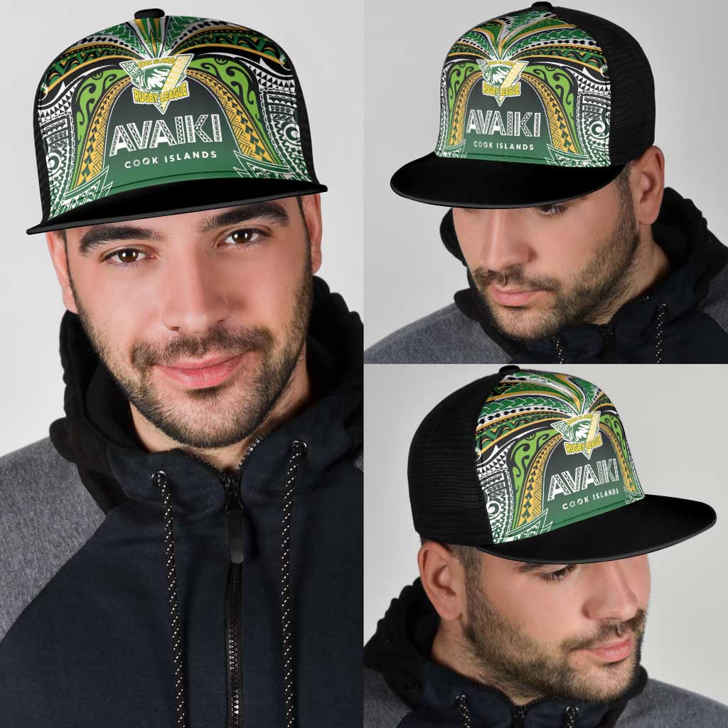 Cook Islands Rugby League Mesh Trucker Cap Avaiki Tatau Tribal Motifs Black Color LT03 - Polynesian Pride