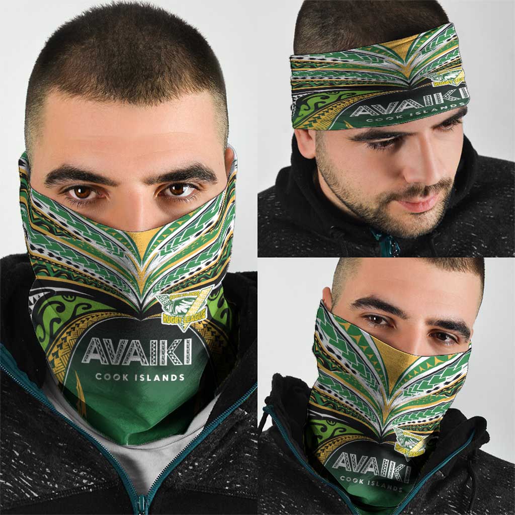 Cook Islands Rugby League Neck Gaiter Avaiki Tatau Tribal Motifs Black Color LT03 - Polynesian Pride