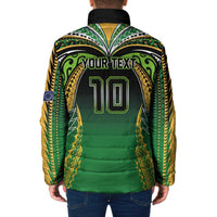 Custom Cook Islands Rugby League Padded Jacket Avaiki Tatau Tribal Motifs Black Color LT03 - Polynesian Pride