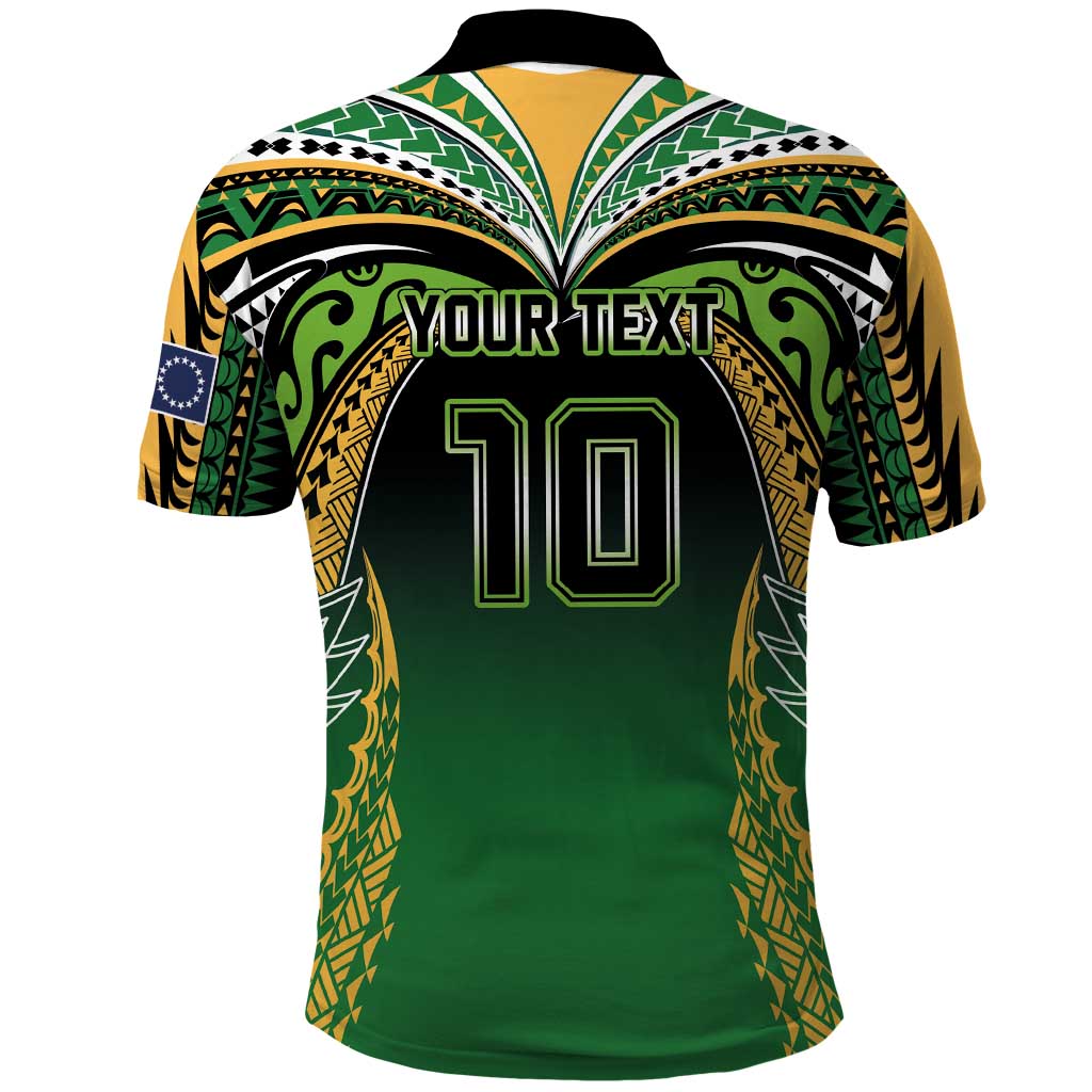 Custom Cook Islands Rugby League Polo Shirt Avaiki Tatau Tribal Motifs Black Color LT03 - Polynesian Pride