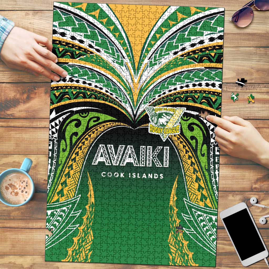 Cook Islands Rugby League Puzzle Avaiki Tatau Tribal Motifs Black Color LT03 Black - Polynesian Pride