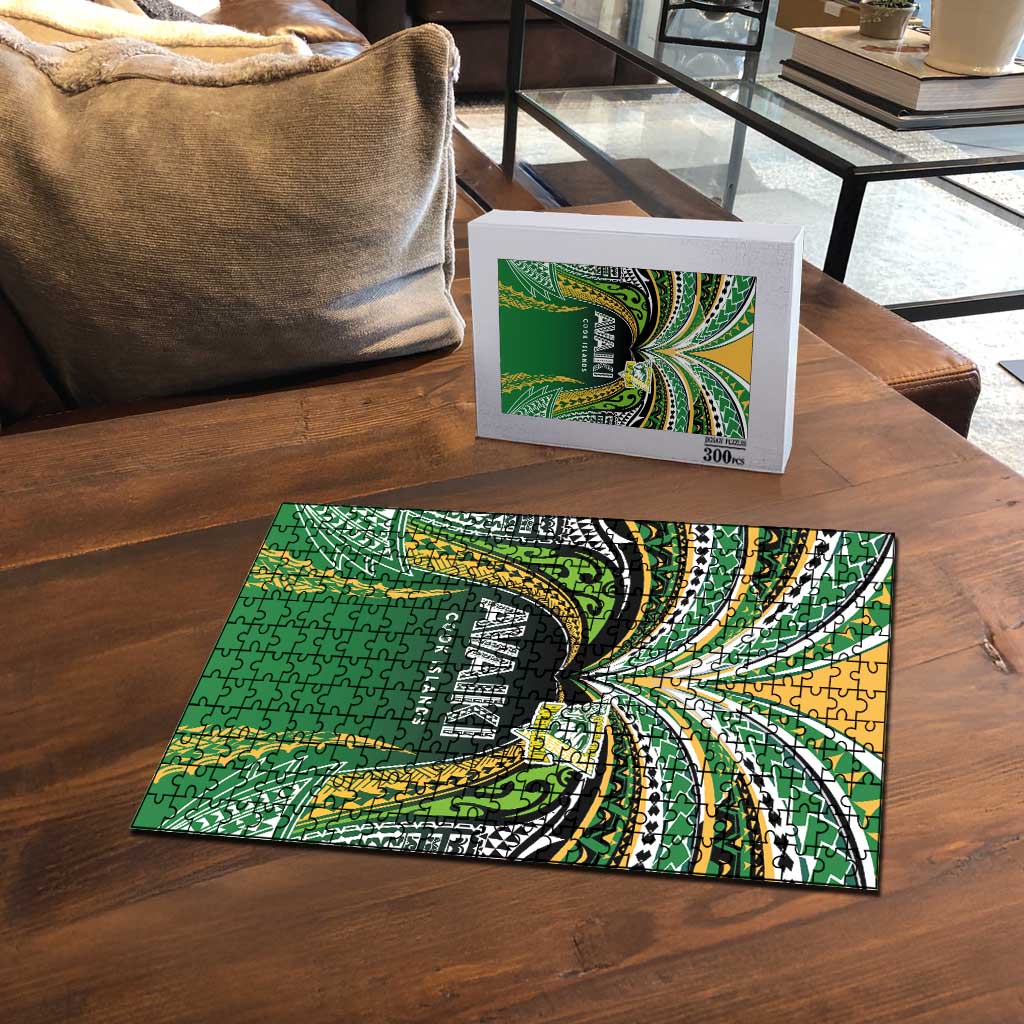 Cook Islands Rugby League Puzzle Avaiki Tatau Tribal Motifs Black Color LT03 - Polynesian Pride