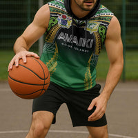 Custom Cook Islands Rugby League Sleeveless Hoodie Avaiki Tatau Tribal Motifs Black Color LT03 - Polynesian Pride