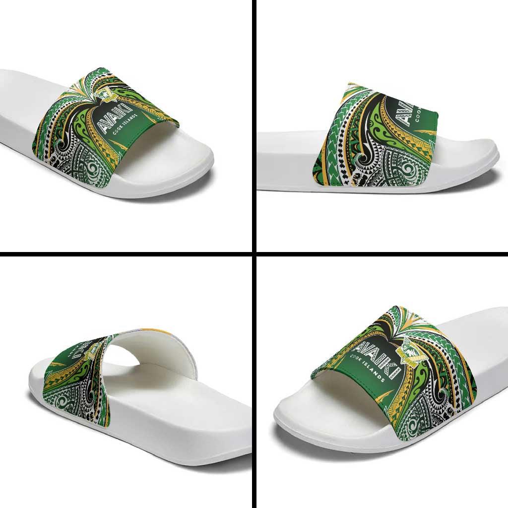 Cook Islands Rugby League Slide Sandals Avaiki Tatau Tribal Motifs Black Color LT03 - Polynesian Pride