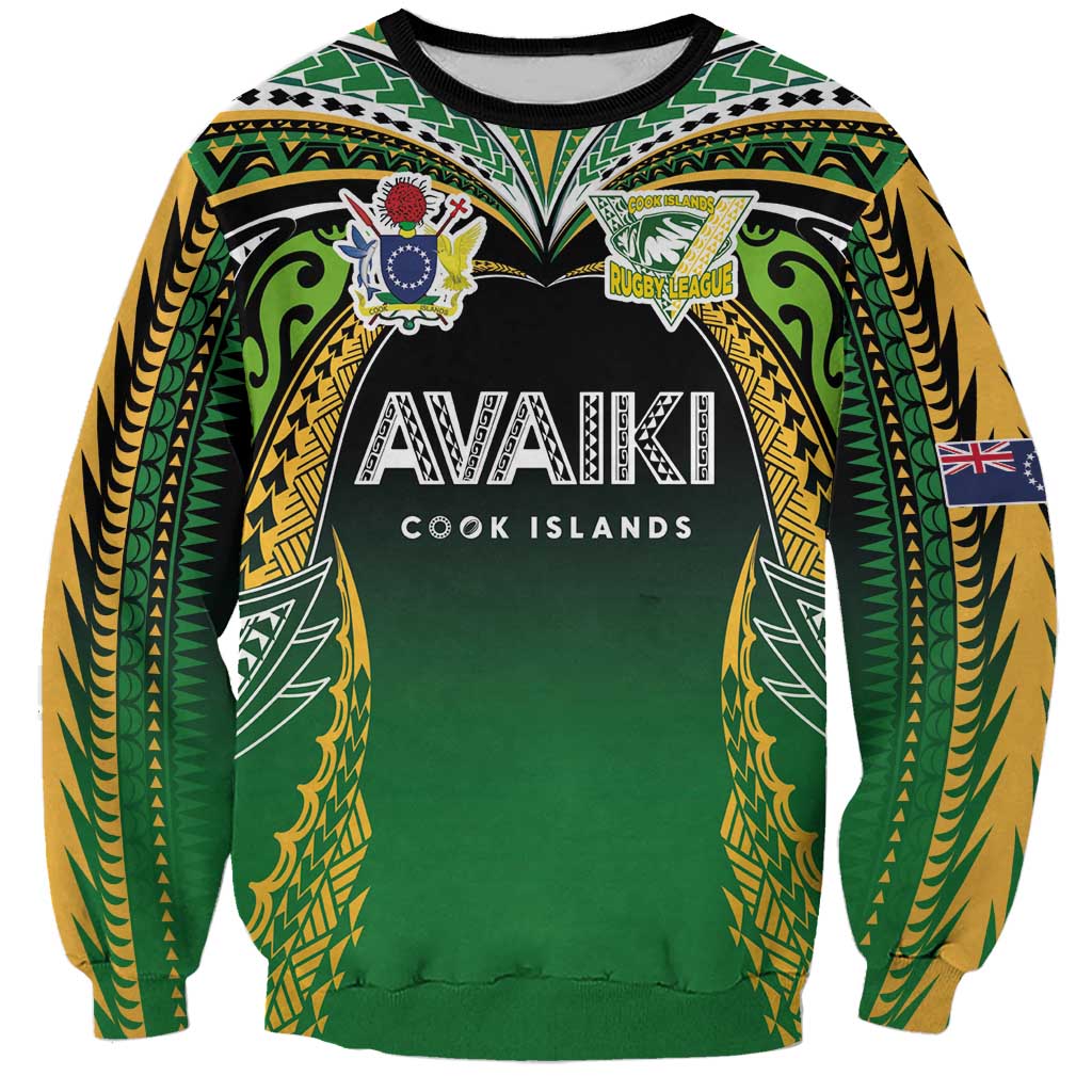 Custom Cook Islands Rugby League Sweatshirt Avaiki Tatau Tribal Motifs Black Color LT03 Unisex Black - Polynesian Pride