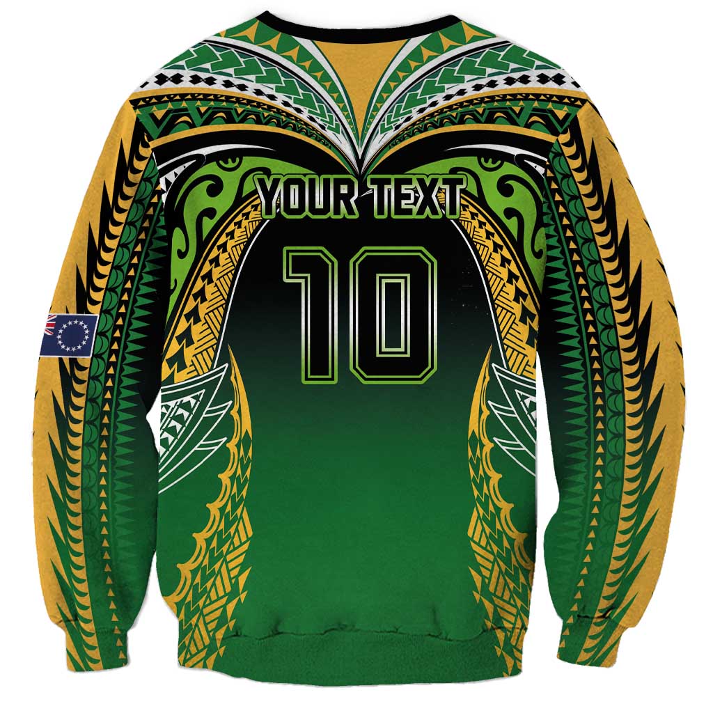 Custom Cook Islands Rugby League Sweatshirt Avaiki Tatau Tribal Motifs Black Color LT03 - Polynesian Pride