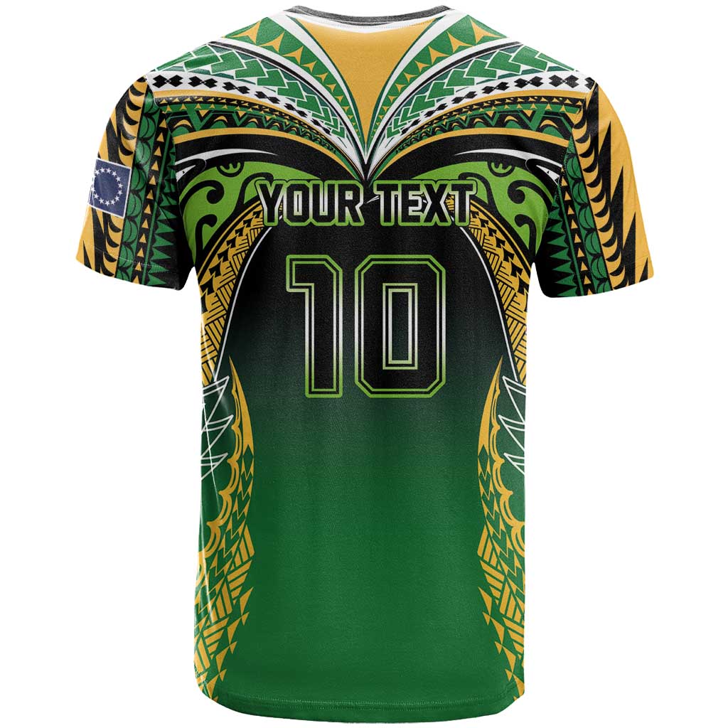 Custom Cook Islands Rugby League T-Shirt - Avaiki Tatau Tribal Motifs Black LT03 - Polynesian Pride
