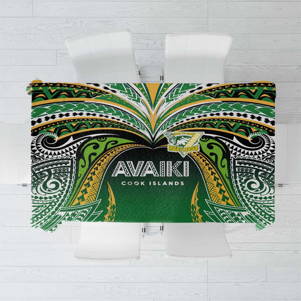 Cook Islands Rugby League Tablecloth Avaiki Tatau Tribal Motifs Black Color LT03 Black - Polynesian Pride